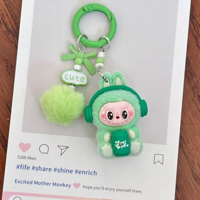 Wholesale Cute sitting posture cartoon flocked keychain