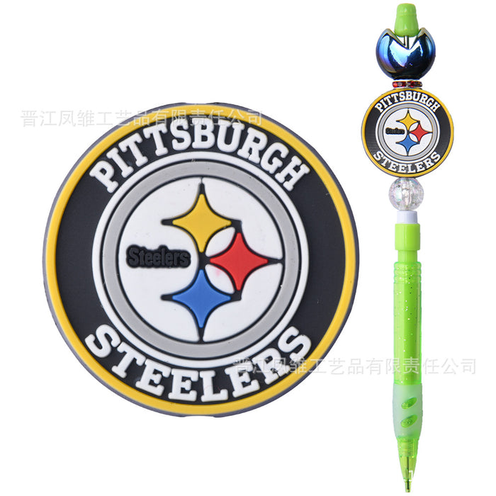 Wholesale 50pcs Rugby team series beads ballpoint pen beaded accessories fun stationery cartoon accessories detachable