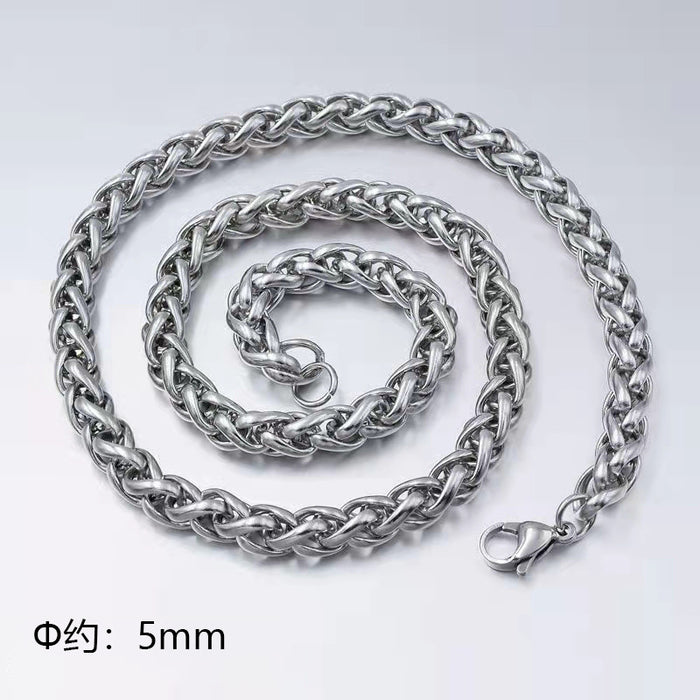 Wholesale Stainless steel square pearl necklace, titanium steel jewelry with chain, thick chain, men's snake bone chain, plain chain, simple