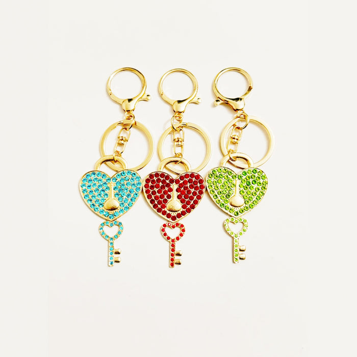 Wholesale Heart Rhinestone Keychain Bag Charm Stylish Keyring For Couple Travel Souvenir Boutique Resale