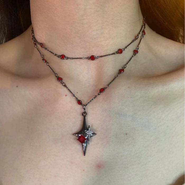 Wholesale Gothic Style Red Cross Necklace