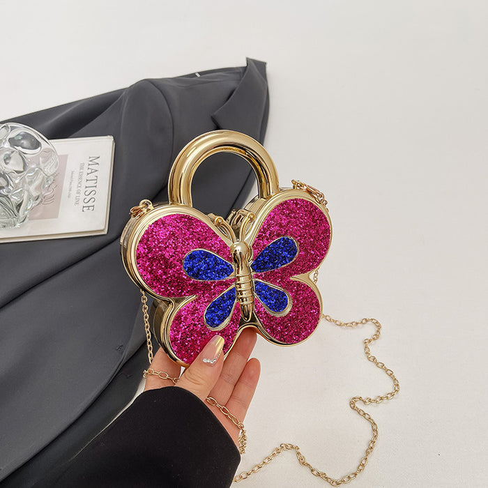 Wholesale Acrylic Butterfly Rhinestone Chain Shoulder Bag Silver Red Fashion Accessory for Resale
