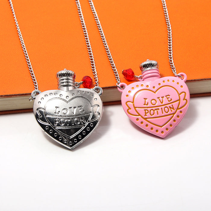 Wholesale Valentine' s Day Heart-Shaped Love Potion Bottle Pendant Necklaces