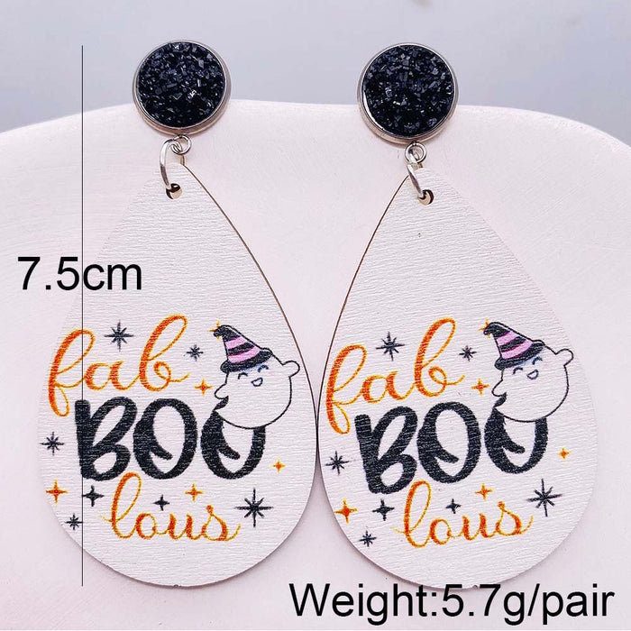 Wholesale  Earrings Pumpkin Skull  Web Wooden Earrings