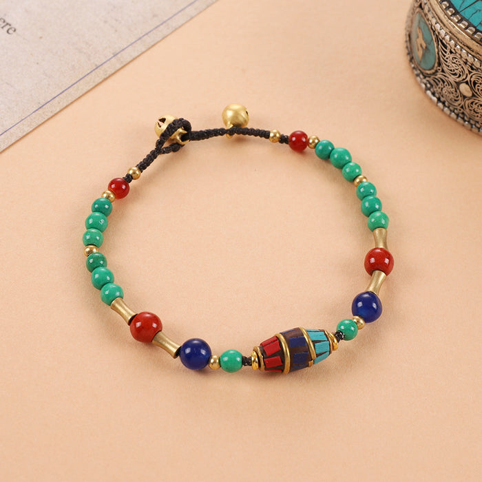 Wholesale Ethnic Style Turquoise Copper Beads Beaded Bracelet JDC-BT-Luox001