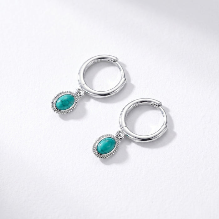 Wholesale Turquoise Geometric Hoops Trendy Design Earrings