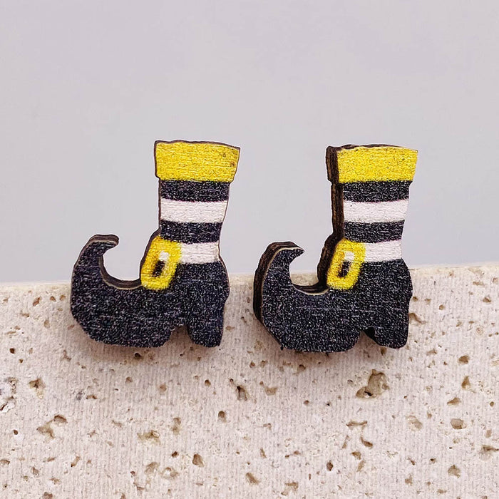Wholesale  Earrings Horror Pumpkin Ghost Bat Wooden Earrings
