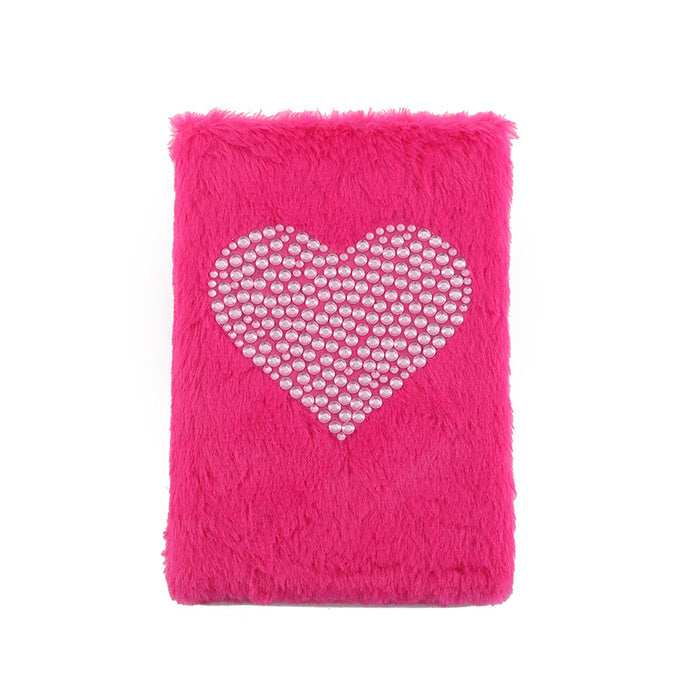Wholesale Diamond heart plush notebook student note plush notepad stationery gift souvenir