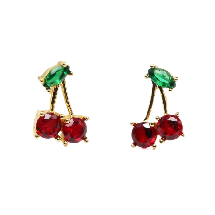 Wholesale Red Cherry Rhinestone Stud Earrings Trendy Women S Party Wear Jewelry Accessory