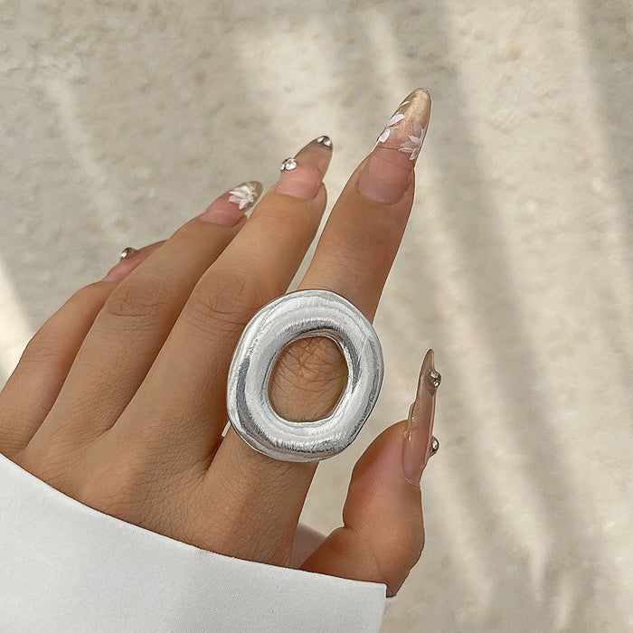 Wholesale Irregular droplet opening ring, fashionable texture, flower pearl ring
