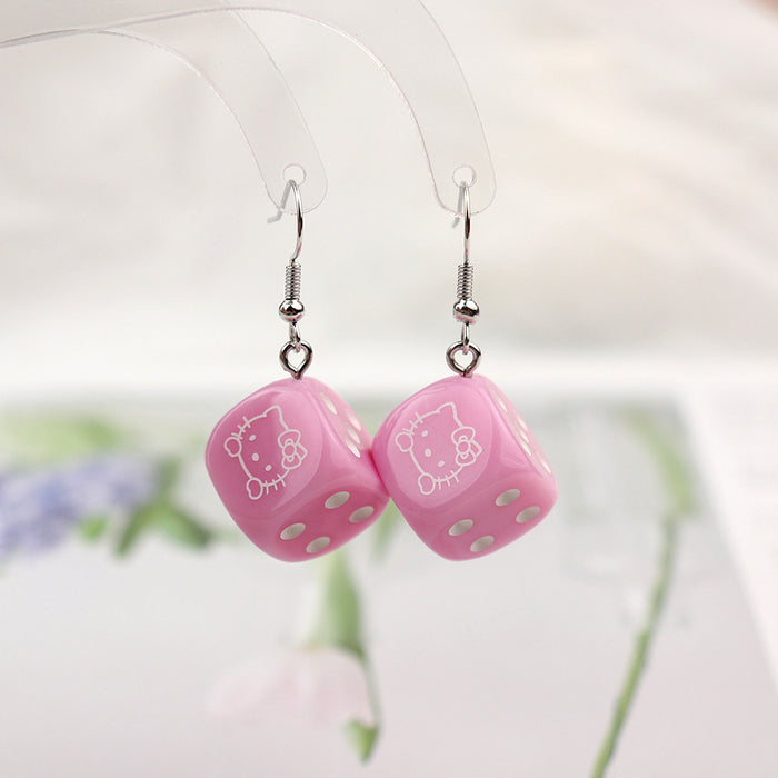 Wholesale Pink Cat Dice Earrings JDC-ES-NiQing069