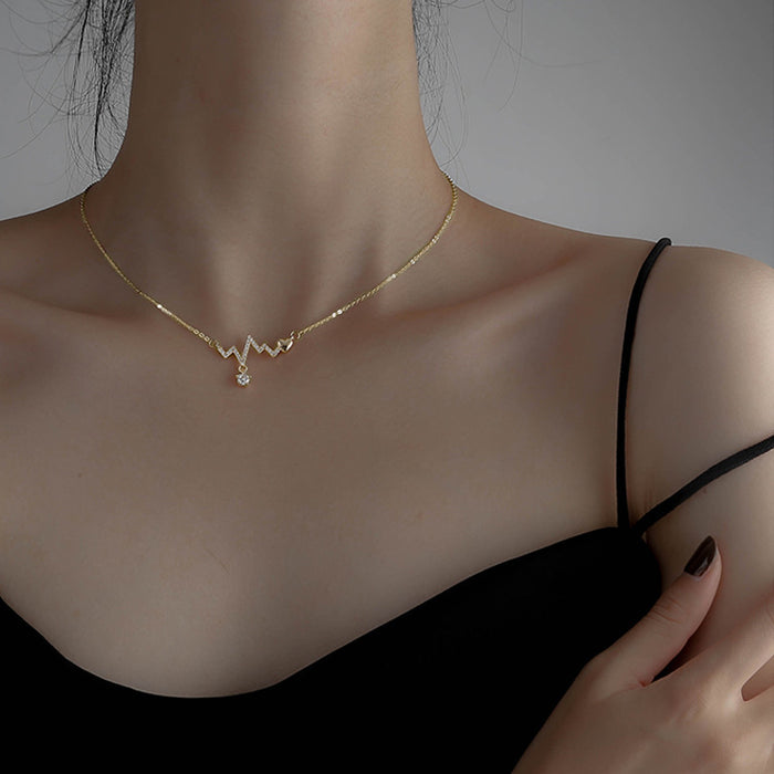 Wholesale Heartbeat Necklace Niche Personality Clavicle Chain Neck Chain