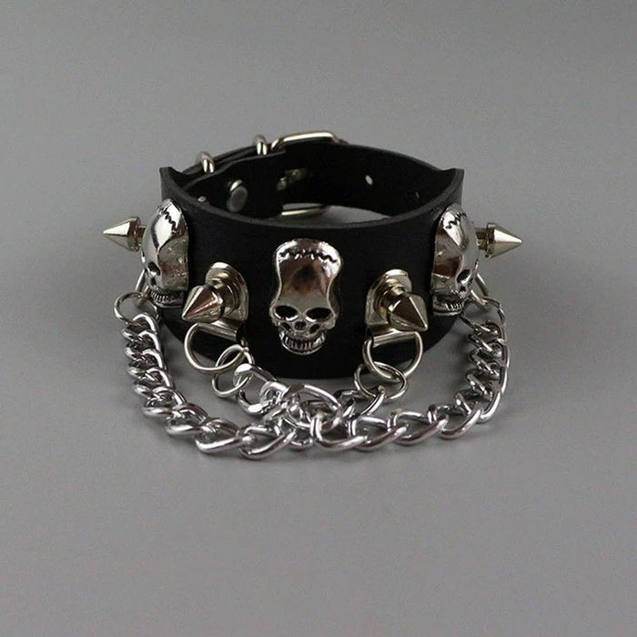Wholesale Diablo Skull Rivet Chain Bracelet