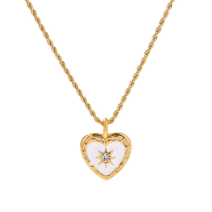 Wholesale Vintage Heart Mother-of-Pearl Stainless Steel Necklace
