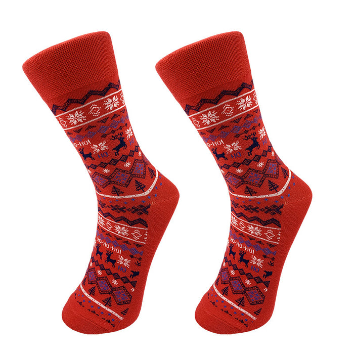 Wholesale Christmas Cartoon Elk Men's Mid-tube Socks JDC-SK-YiYan083