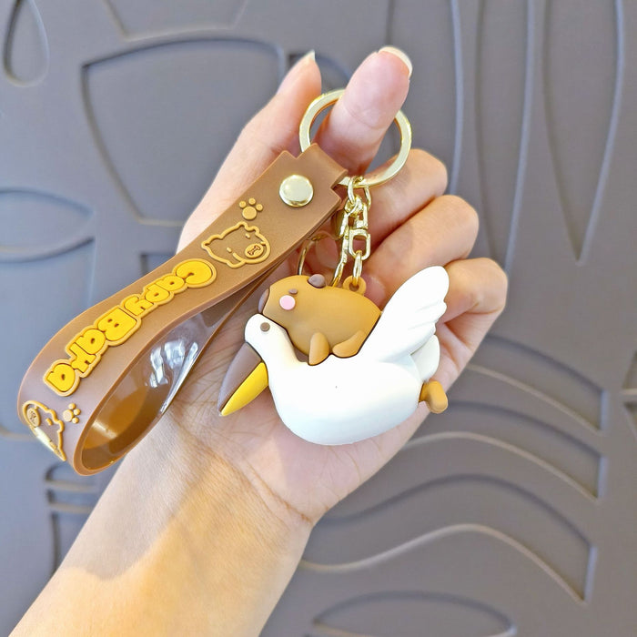 Wholesale Keychain Cute Capybara Schoolbag Pendant Car Key Chain Children' s Doll Machine Small Gift