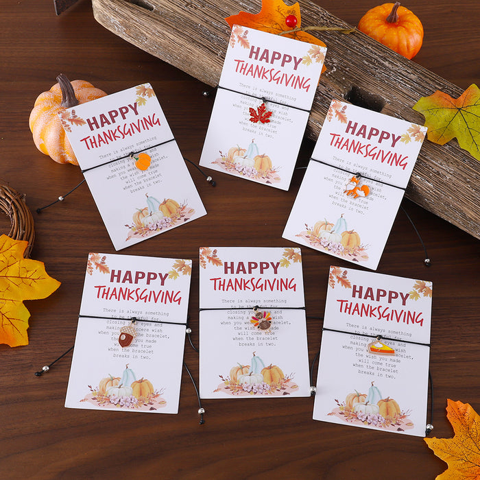 Wholesale Thanksgiving Personalized Creative Maple Leaf Turkey Pine Cone Bracelet Simple Color Card Jewelry