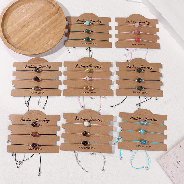 Wholesale Handmade Braided Rope Agate Stone Couple Bracelet Geometric Chic Gift For Everyday Wear Fashion Accessory