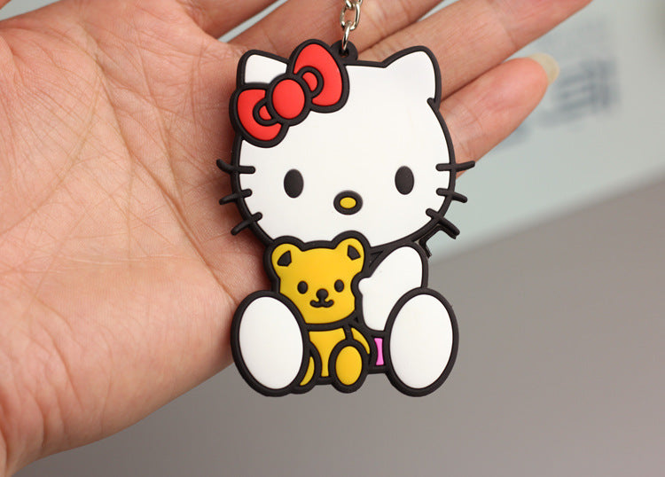 Wholesale  Doll Double-sided Soft Rubber Keychain for Girls Cute Pink Cat Keychain Bag Hanging Ornaments