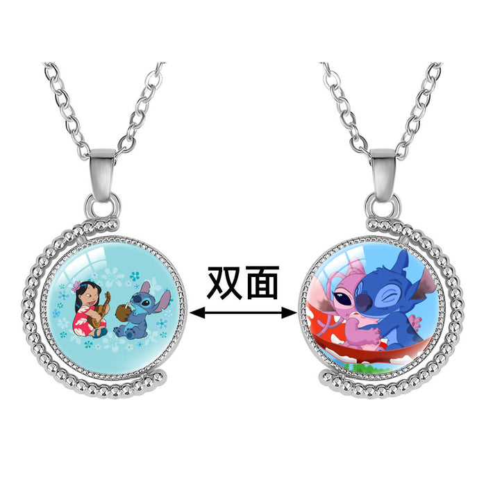 Wholesale Creative double-sided rotating cartoon character pendant necklace
