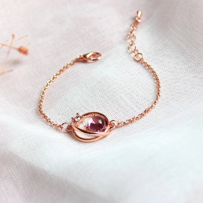 Wholesale Dreamy starry sky colorful planet pink cat' s eye bracelet