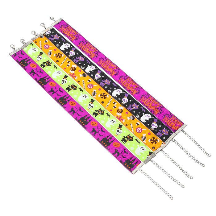 Wholesale Halloween Jewelry Ghost Spider Cute Cartoon Ribbon Printing Necklace