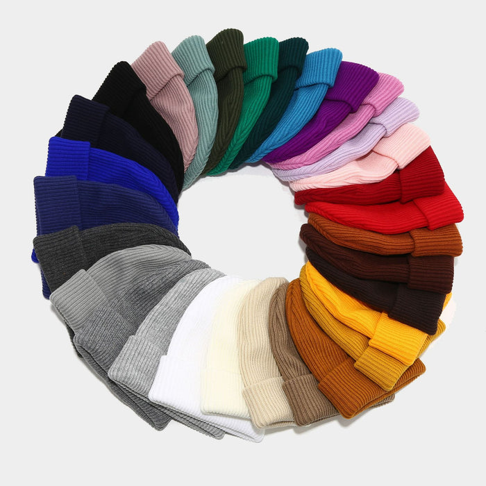 Wholesale Double-striped cuffed pullover warm knitted fashionhat