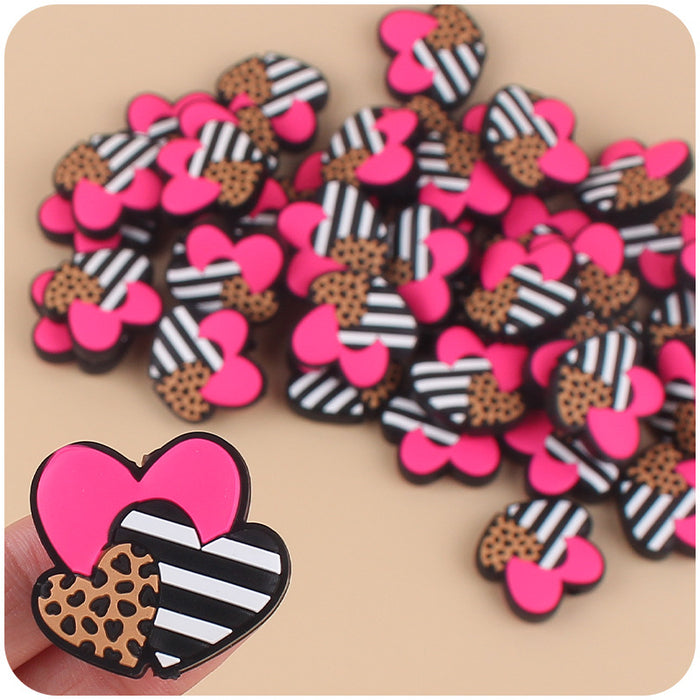 Wholesale Three Color Love Leopard Pattern Valentine's Day Silicone Focal Beads JDC-BDS-GuangTian005