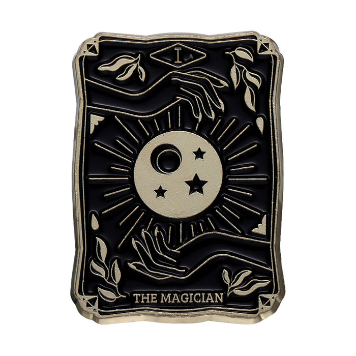 Wholesale Retro Creative Tarot Card Metal Brooch Cartoon Geometric Sun and Moon Emblem JDC-BC-BL005