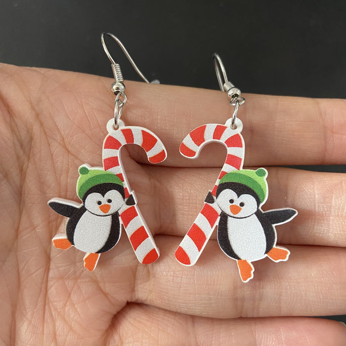 Wholesale Fashion Acrylic Cartoon Christmas Earrings With Reindeer Flamingo And Rainbow Designs Party Wear Jewelry Accessory