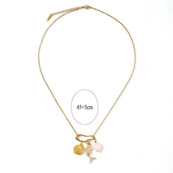 Wholesale Personalized original design stainless steel natural stone necklace with heart pendant matching