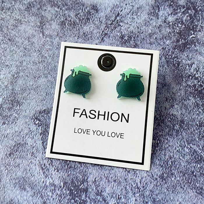 Wholesale  ghost cat luminous stud earrings holiday cute horror female earrings