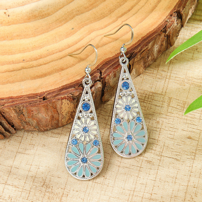 Wholesale 2pcs Bohemian drop-shaped turquoise earrings