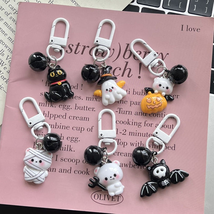 Wholesale Cute Black Bell Keychain Resin Pendant Student Bag Charm MOQ≥2