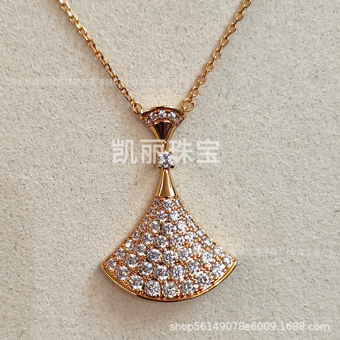 Wholesale Gold Plated Fan Necklace Copper Alloy Jewelry Accessory