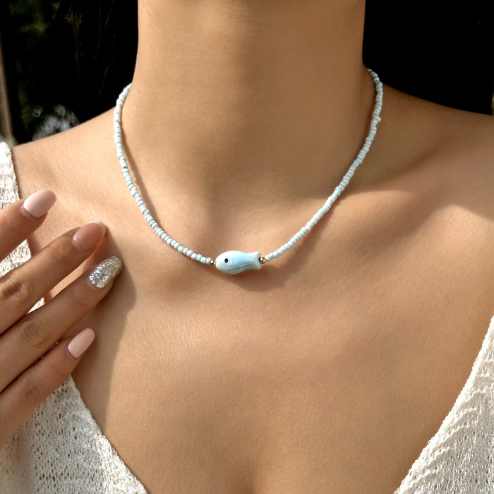 Wholesale Boho Beach Shell Pendant Necklaces Polymer Clay Beaded Choker