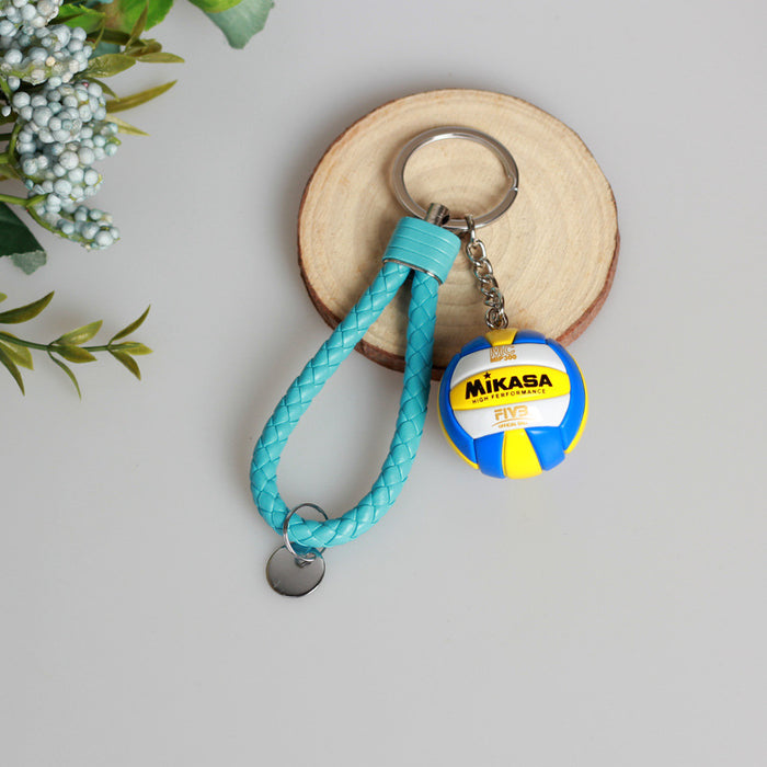 Wholesale  Small Volleyball Keychain Simulation PU Small Ball Keychain Student Sports Souvenir Volleyball Leather Rope Pendant