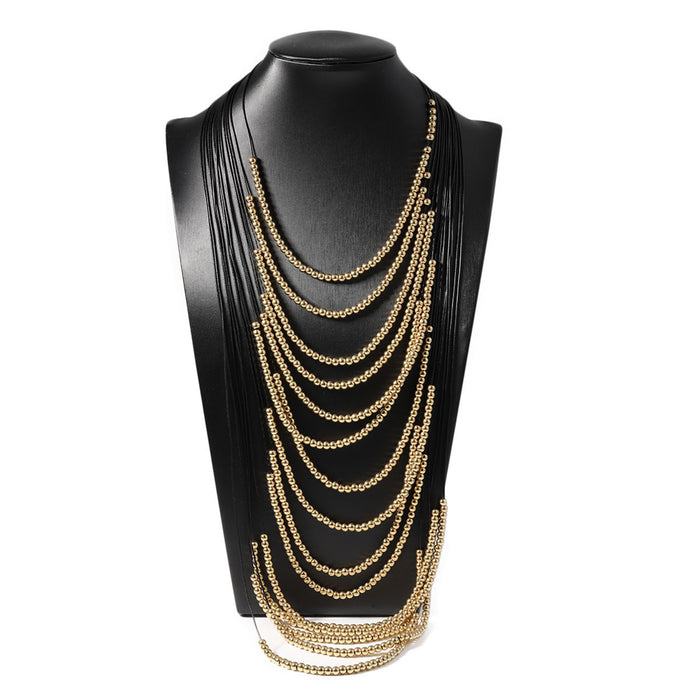 Wholesale multi-layer gold beads creative design sense necklace exaggerated