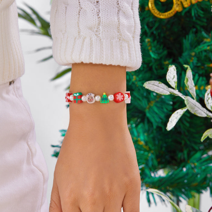 WholesaleNew Year Christmas bracelets fashionable versatile Christmas polymer clay  snowman bracelet spot