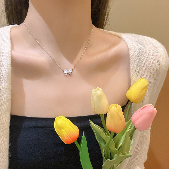Wholesale Cat' s Eye Stone Bow Necklace