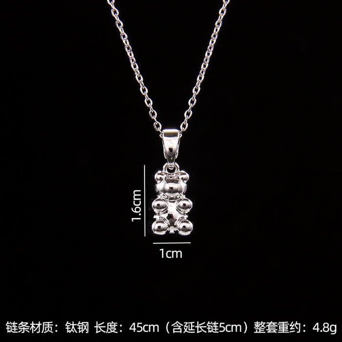 Wholesale fashion zircon love bear pendant small necklace