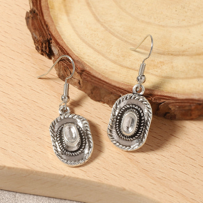 Wholesale Western Cowboy Geometric Pendant Ear Hook Earrings Creative Jewelry