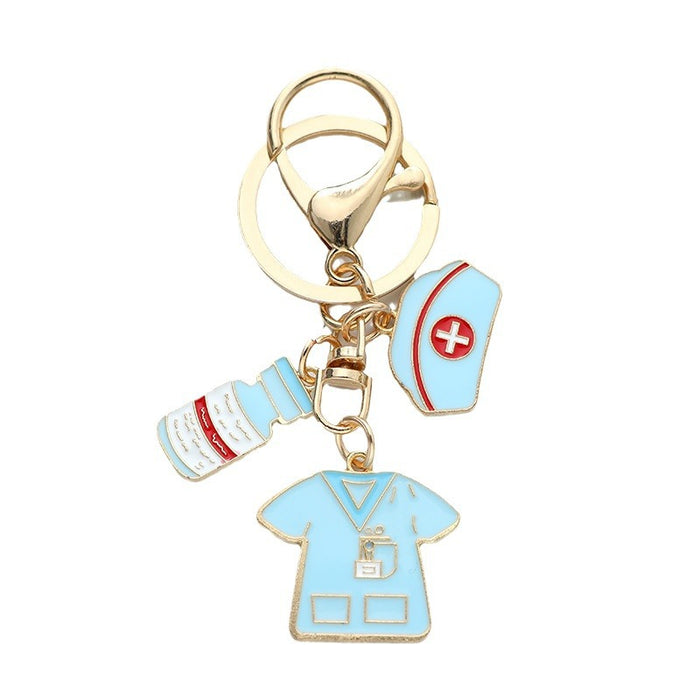 Wholesale Nurses'  Day Pink Metal Keychain Pendant Diy Alloy Oil Dropping Accessories