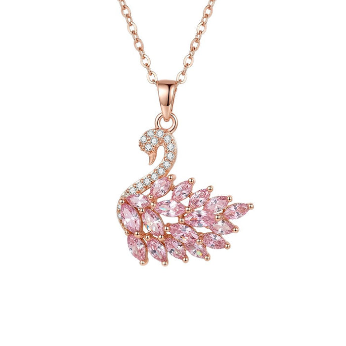 Wholesale Chic Necklace Titanium Steel Gold Plated Zircon Pendant Jewelry Accessory MOQ≥2