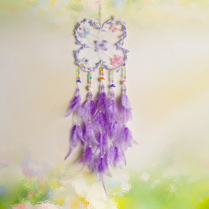 Wholesale Handmade Dream Catcher Wind Chime with Feathers Pink Kids Room Decor MOQ≥2