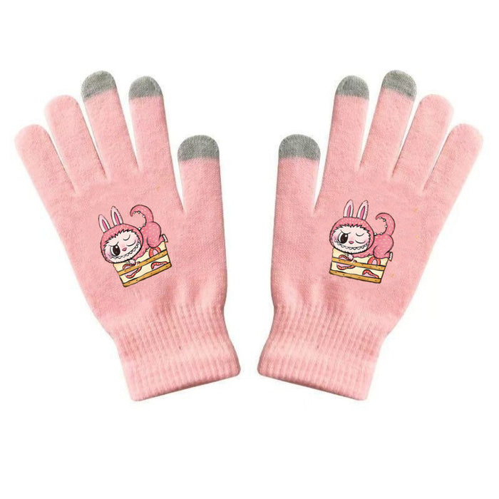 Wholesale Warm Dopamine Printed Knitted Gloves