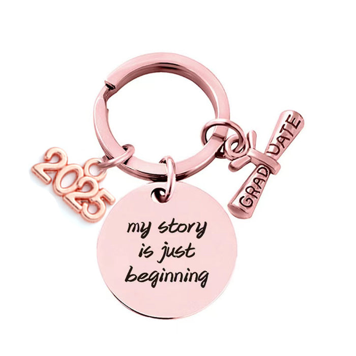 Wholesale Graduation Season Gift Stainless Steel Keychain with Engravable Metal Keychain Backpack Pendant