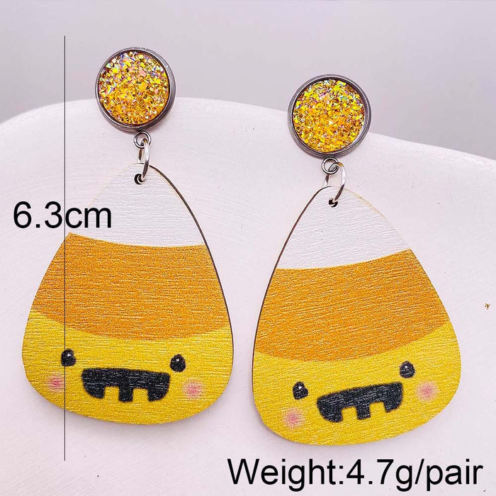 Wholesale  Earrings Pumpkin Skull  Web Wooden Earrings