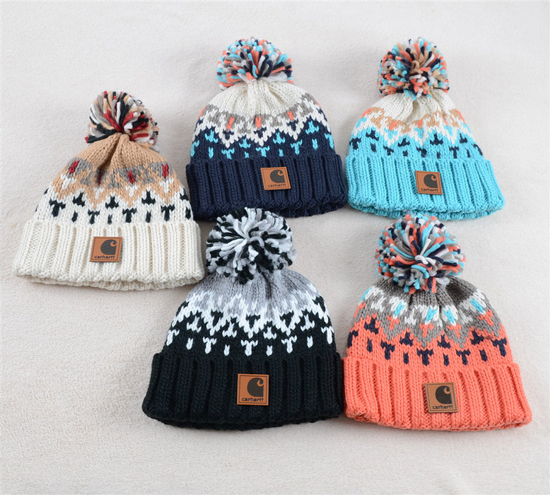 Wholesale Woolen Ball Jacquard Knit Caps (F) JDC-FH-KuT020