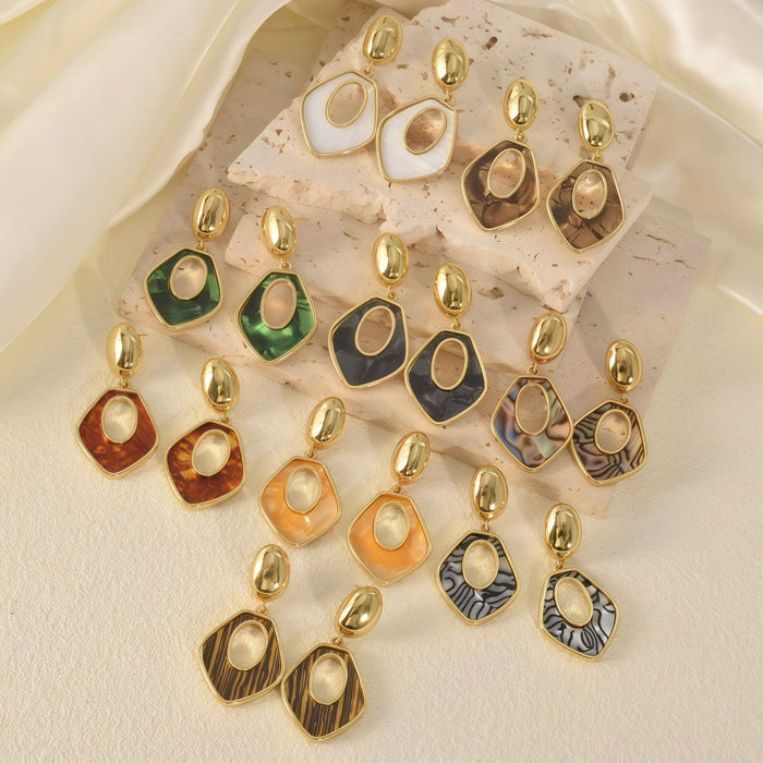 Wholesale Stainless Steel Geometric Earrings Polygonal Hollow Earrings